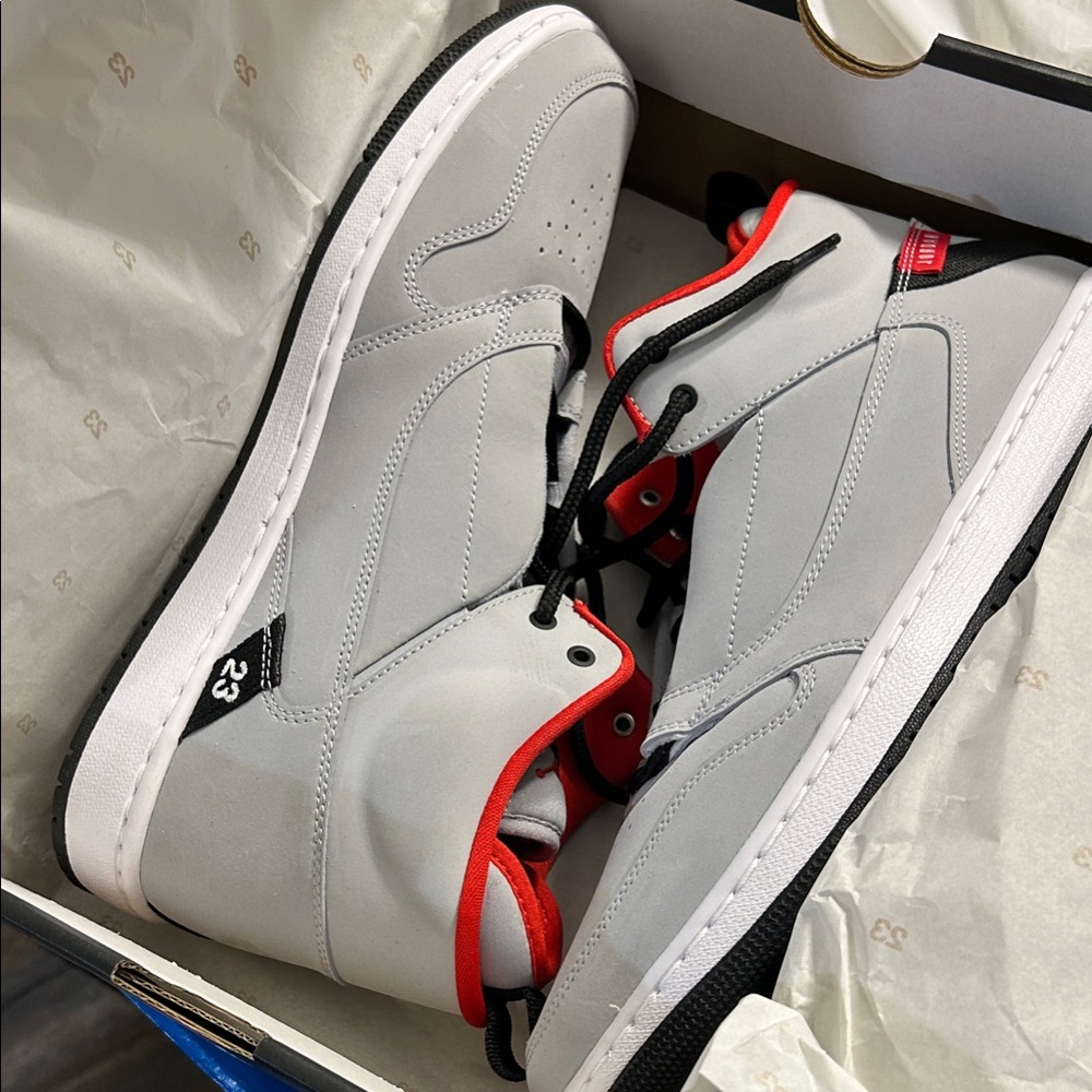 Jordan Gray and Red Men's High-Top Sneakers